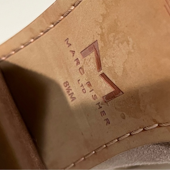 Marc Fisher Milvashi slingback suede sandals, 4.5” chunky heel, beige,sz 8.5 - Picture 7 of 12